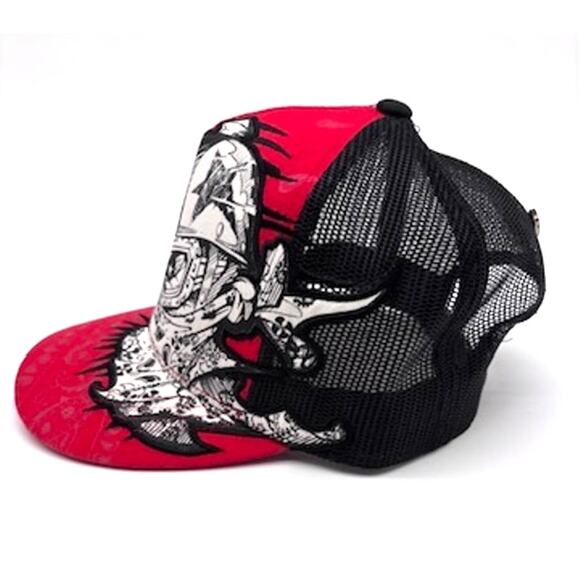 Fly Racing Baseball Cap Hat Red with Black Mesh Snapback OSFA - Picture 2 of 11